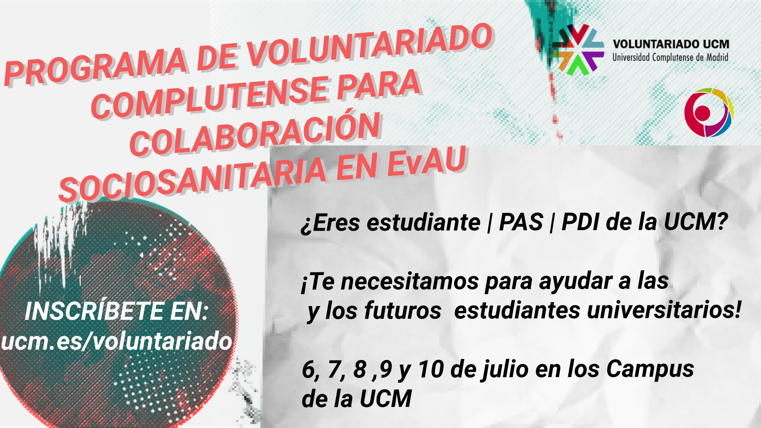 Voluntariado sociosanitario para la EvAU 2020